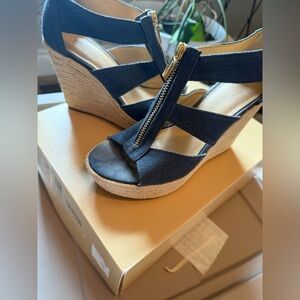 Michael Kors Navy Wedge Sandals
